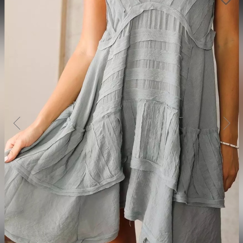 Wishlist apparel Raw edge tiered tassels straps low back boho mini dress‎ Sz M